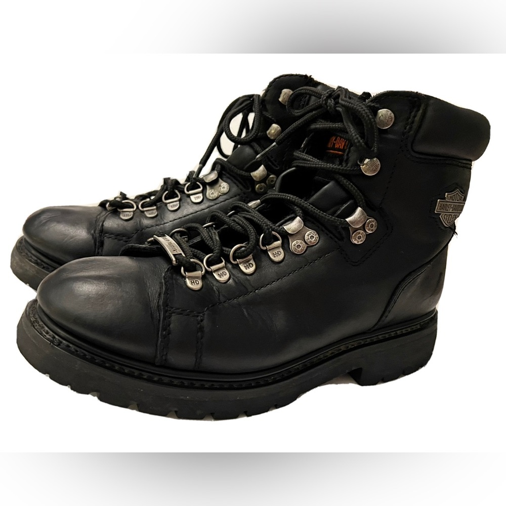 Harley Davidson Dipstick Boots Men's Size 8.5 Black Leather Motorcycle D91610 - Picture 2 of 16